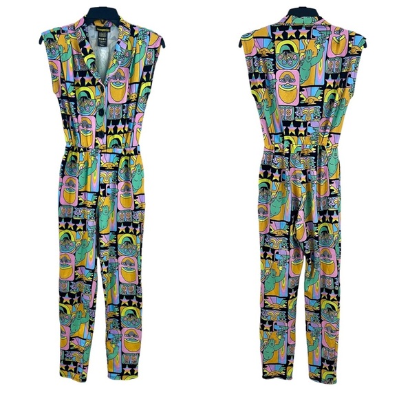 Nooworks Magic Suit One Piece Jumpsuit Colorful Florescent Neon Dreyfus Print - Picture 6 of 11